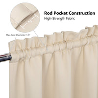 Cantonnières occultantes Garvee, lot de 2, pour fenêtres, salon, cuisine, chambre, beige, 66 x 61 cm