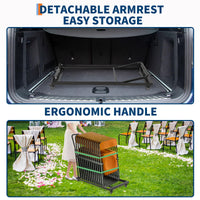 Chariot à chaises pliantes Garvee en forme de L, capacité de 136 kg, pouvant contenir 25 chaises, en métal robuste avec revêtement en poudre, poignée amovible, idéal pour les mariages et les événements.