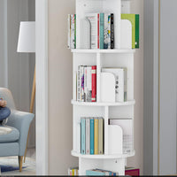 Garvee étagère pivotante 130 cm (130 cm) en bois blanc, rotation à 360°, 4 niveaux, bois de pin durable, gain de place, polyvalente pour la chambre et le salon