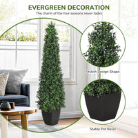 Garvee Lot de 2 arbustes artificiels en forme de tour de 152 cm, topiaires vertes pour décoration extérieure, terrasse et entrée