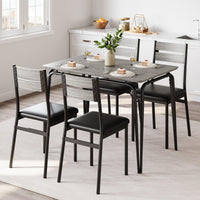 Garvee table de salle à manger pour 2 personnes avec chaises rembourrées, en MDF, structure en métal, gain de place, idéale pour les petits appartements, carrée, grise