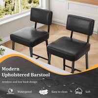 Ensemble de 2 tabourets de bar Garvee, 66 cm (26 po), revêtement en similicuir, dossier ergonomique, pieds en métal, pour îlot de cuisine, noir