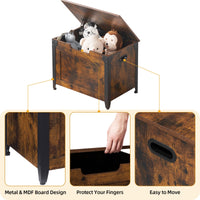 Banc de rangement en bois Garvee avec rabat de sécurité, marron rustique, pour entrée et salon, style campagnard, robuste