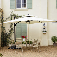 Garvee Parasol de jardin en aluminium 300 × 300 cm, beige, léger et résistant, structure robuste pour terrasse, balcon et extérieur