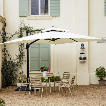 Garvee Parasol de jardin en aluminium 300 × 300 cm, beige, léger et résistant, structure robuste pour terrasse, balcon et extérieur