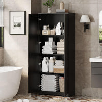 Garvee armoire de rangement haute 152 × 60 × 30 cm noire, 2 portes et étagères réglables