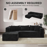 Canapé d'angle Garvee Cloud 106" avec méridienne en L, revêtement en velours côtelé, modulable, pour salon ou chambre, confort d'assise profond, beige