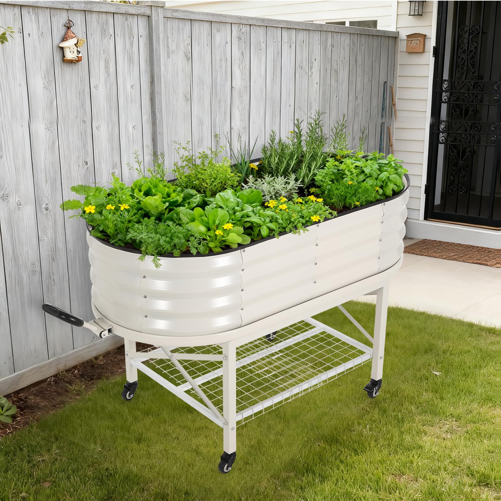 Jardinière surélevée Garvee, en métal avec filet de protection contre les oiseaux, robuste, en acier galvanisé, idéale pour les légumes, les fleurs et les herbes aromatiques. Convient pour balcon et terrasse. Résistante aux intempéries.
