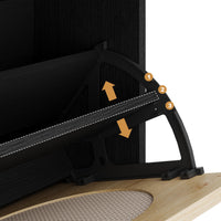 Meuble à chaussures Garvee en rotin avec 2 tiroirs pliants et 1 tiroir coulissant pour entrée et couloir, 3 étagères réglables, noir, robuste et respirant