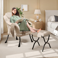 Fauteuil de lecture ergonomique Garvee, confortable et pliable, avec repose-pieds, en velours, idéal pour le salon et la chambre. Gain de place.
