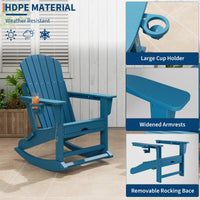 Garvee Fauteuil Adirondack à bascule pliant 4 en 1 avec repose-pieds rétractable et porte-gobelet, HDPE résistant, base amovible, pour patio et jardin, noir