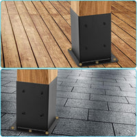 Garvee, ensemble de 4 supports de poteaux en acier de 2 mm pour poteaux en bois 4x4, renfort sur les quatre côtés, revêtement en poudre noir, ensemble complet pour patios et clôtures