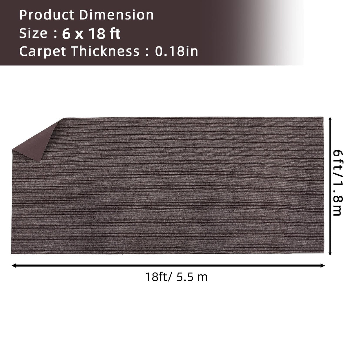 Tapis de sol antidérapant Garvee pour bateaux, yachts, SUP, kayaks et camping-cars, 1,8 x 5,5 m, gris, pour extérieur.