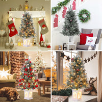 Sapin de Noël artificiel Garvee, 1 pièce – 90 cm, 78 LED (blanc chaud), 8 modes d'éclairage, socle bonhomme de neige, fibre optique, effet givré