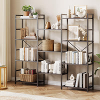 Garvee étagère industrielle à 4 niveaux avec structure métallique, 11 étagères ouvertes, robuste, noir, idéale pour le salon et le bureau