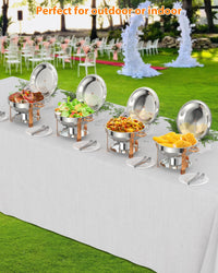 Garvee Lot de 2 plateaux chauffants pour buffet, 5 L, en acier inoxydable, couleur or rose, pour fêtes, mariages et événements