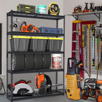 Système d'étagères de garage robustes Garvee, étagères métalliques réglables pour atelier, sous-sol et garage, 122 x 46 x 183 cm, noir