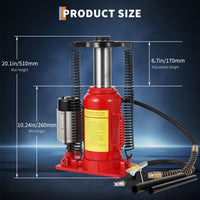 Cric bouteille hydraulique pneumatique Garvee 20 T, en fonte, rouge, pour voitures et camions, capacité de levage de 18 tonnes (40 000 lb).