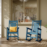 Garvee Fauteuil à bascule d’extérieur en HDPE bleu marine, assise large avec accoudoirs spacieux, résistant aux intempéries, pour jardin et porche - Bleu