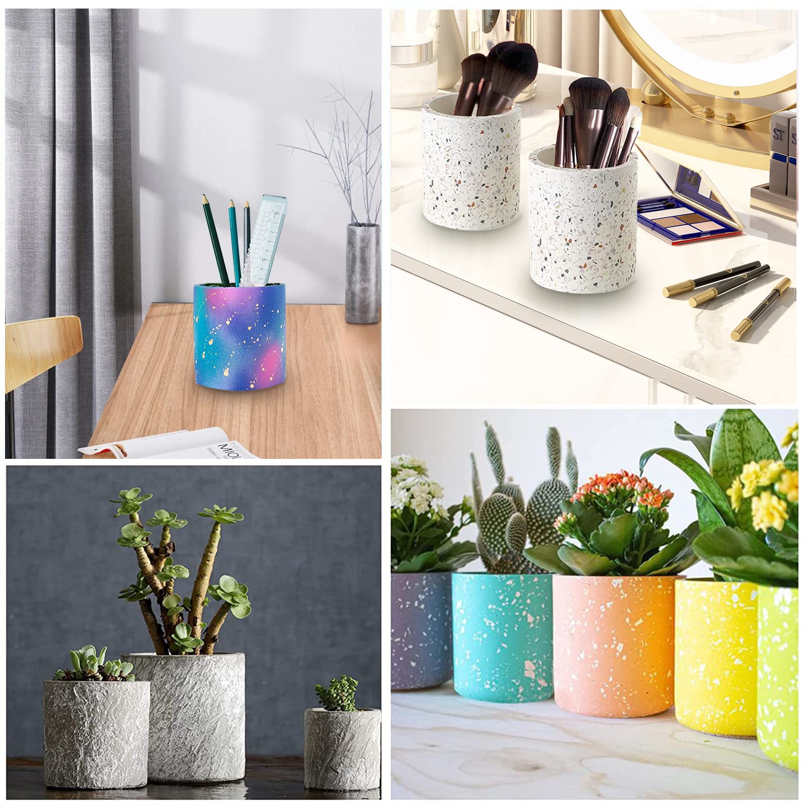 Moule à bougie cylindrique 3D en silicone Garvee avec couvercle pour la fabrication de bougies, pots de fleurs, porte-stylos et autres objets de décoration. Polyvalent, durable et résistant à la chaleur.