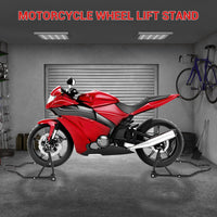 Support de levage pour moto Garvee, capacité de charge de 385 kg, largeur réglable, cadre en fer robuste, pour atelier et garage, universel, noir