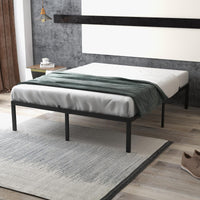 Cadre de lit Garvee Queen en métal de 35,5 cm (14 pouces) avec lattes métalliques robustes pour chambre à coucher, hauteur de 35,5 cm (14 pouces), noir, silencieux, sans sommier requis