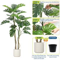 Plante artificielle Monstera Garvee, support stable réglable en polyester de 1,5 m, pour salon ou bureau, verte