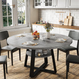 Garvee Table À Manger Ronde 47" Pour 4-6 Personnes, Bois Durable, Étagère De Rangement, Base Croisée, Cuisine Et Salle À Manger, Facile À Assembler - 