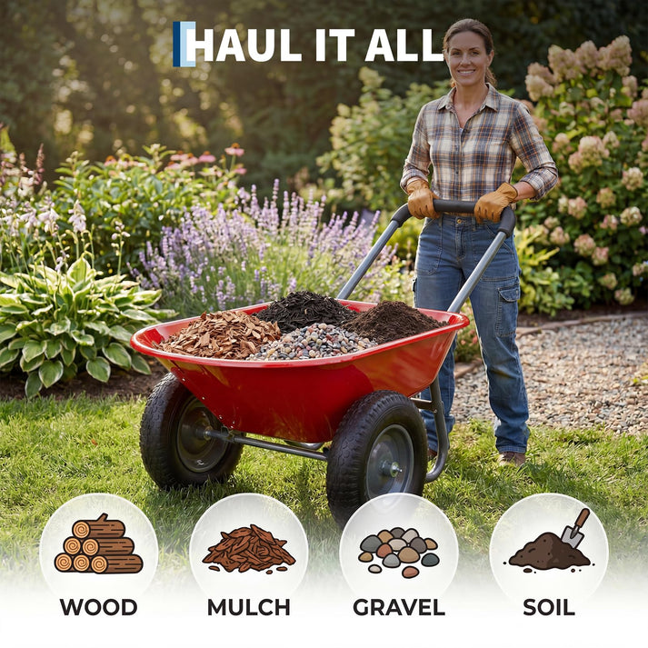 Chariot de jardin basculant avec benne de 113 litres