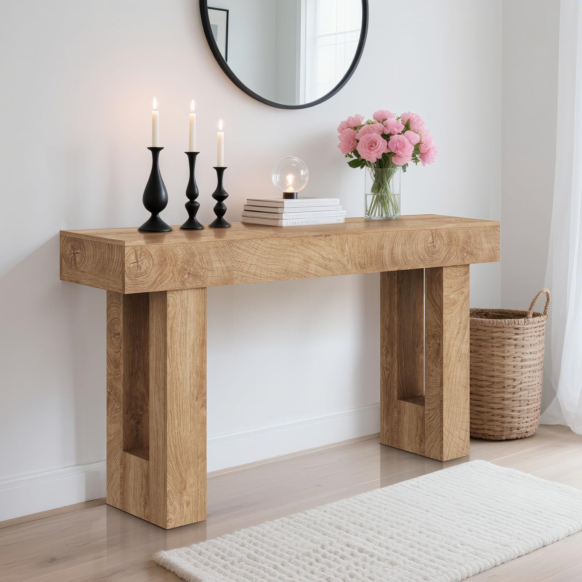 Console Garvee style ferme 155 cm, aspect bois vintage, robuste et polyvalente, idéale pour couloir ou salon.