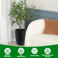 Ensemble de jardinières à arrosage automatique Garvee de 40 cm de haut avec indicateur de niveau d'eau visible pour l'intérieur et la terrasse, noires, robustes et ventilées