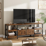 Garvee Meuble TV industriel 201 cm avec 2 tiroirs, style rustique, marron, pour salon et bureau