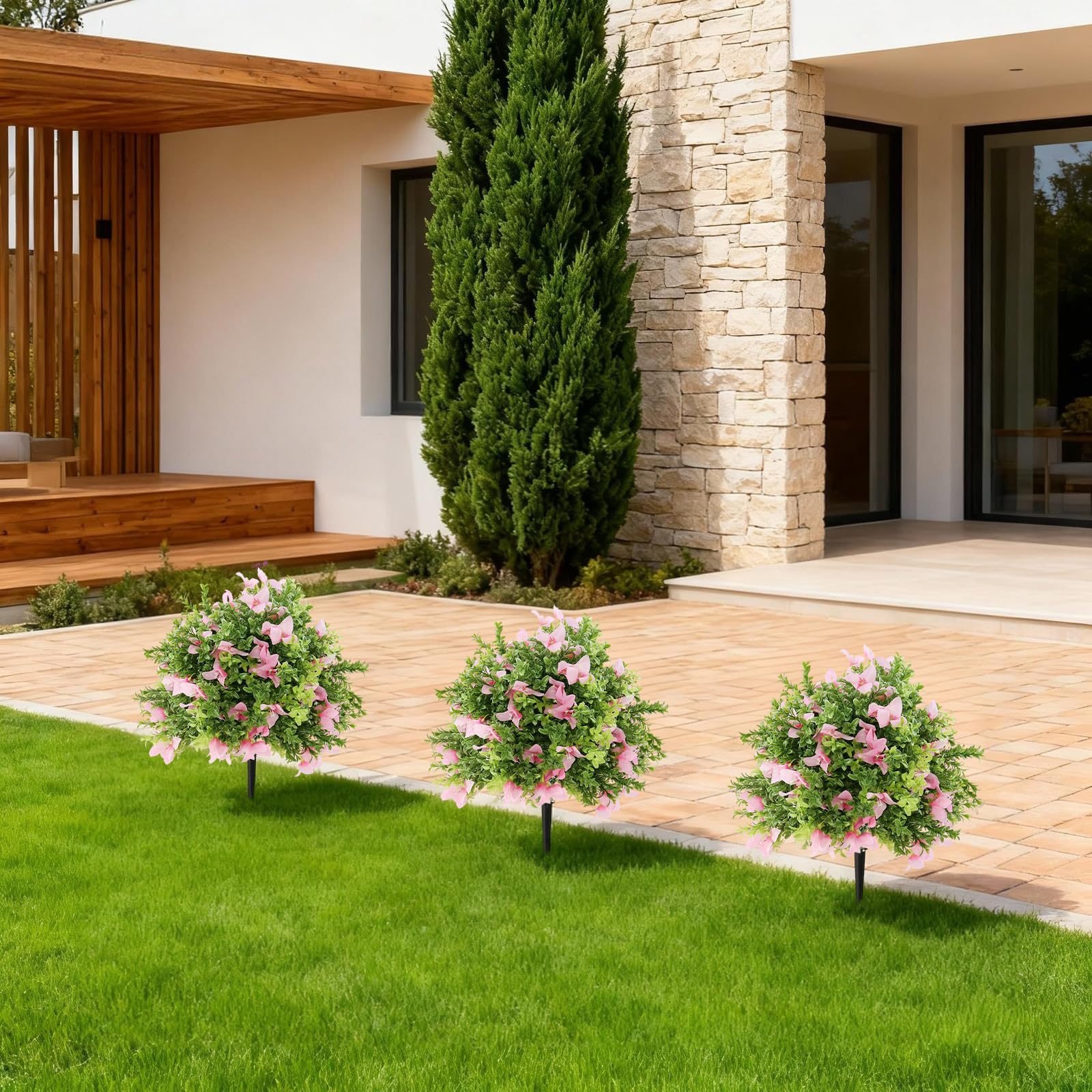 Garvee Lot de 2 arbres artificiels de 61 cm, plantes réalistes et durables pour maison, bureau, mariage et fête, vert