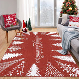 Tapis de Noël lavable Garvee, motif flocons de neige et sapin rouge, 120 x 170 cm, pour salon et chambre