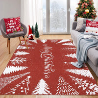Tapis de Noël lavable Garvee, motif flocons de neige et sapin rouge, 120 x 170 cm, pour salon et chambre