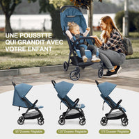 Poussette GARVEE, poussette de voyage pliable, compacte et ultralégère, pour les nouveau-nés jusqu'à 22 kg, dossier réglable, grande capote avec fenêtre, pneus EVA