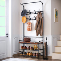 Banc à chaussures Garvee Hall Tree avec 8 crochets, armoire 4 en 1, robuste pour l'entrée et la chambre, 60 cm L x 30 cm l x 180 cm H