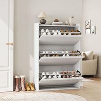 Meuble à chaussures Garvee avec 3 tiroirs abattants, étagère réglable, bois MDF, blanc, pour entrée et salon, gain de place, antidérapant, 80,5 cm x 25,9 cm x 117 cm