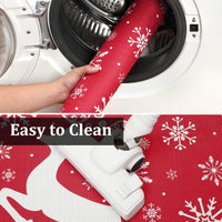 Garvee Sneeuwvlok Eland Kerst Keukentapijt Set 2 Antidérapant Lavable Hiver Rouge 40x60+40x120 cm Décoration de Noël Maison