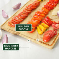 Planche à découper en bambou Garvee 61 x 41 cm avec rainure juteuse pour la cuisine et la préparation des aliments, robuste, polyvalente, couleur bois