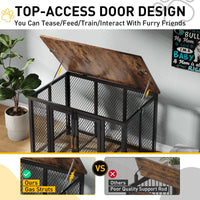 Garvee Cage pour chien 122 cm style meuble avec porte supérieure, structure robuste en bois et métal, design intérieur élégant, indestructible, adaptée aux chiens petits, moyens et grands.