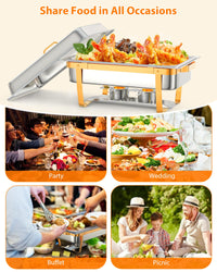 Garvee, ensemble de 6 plats chauffants rectangulaires de 8 L pour buffet, en acier inoxydable doré, pour réceptions et banquets.