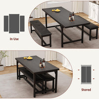 Ensemble table et chaises extensibles Garvee pour 4 à 6 personnes, 160 cm, bois, noir rétro, gain de place, stable, facile à assembler