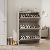 Meuble à chaussures Garvee avec 3 compartiments pliables, étagère réglable, bois MDF, pour entrée et salon, gris, gain de place, robuste