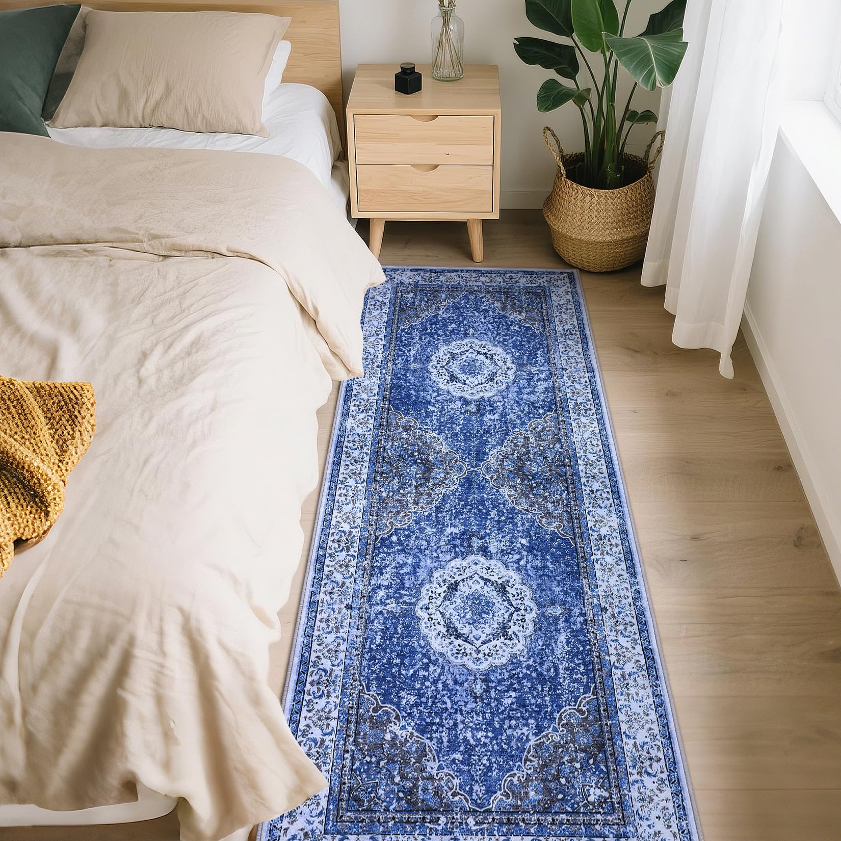 Garvee Teppich Rutschfest Waschbar 80 x 150 cm Boho Vintage Schlafzimmer Badezimmer