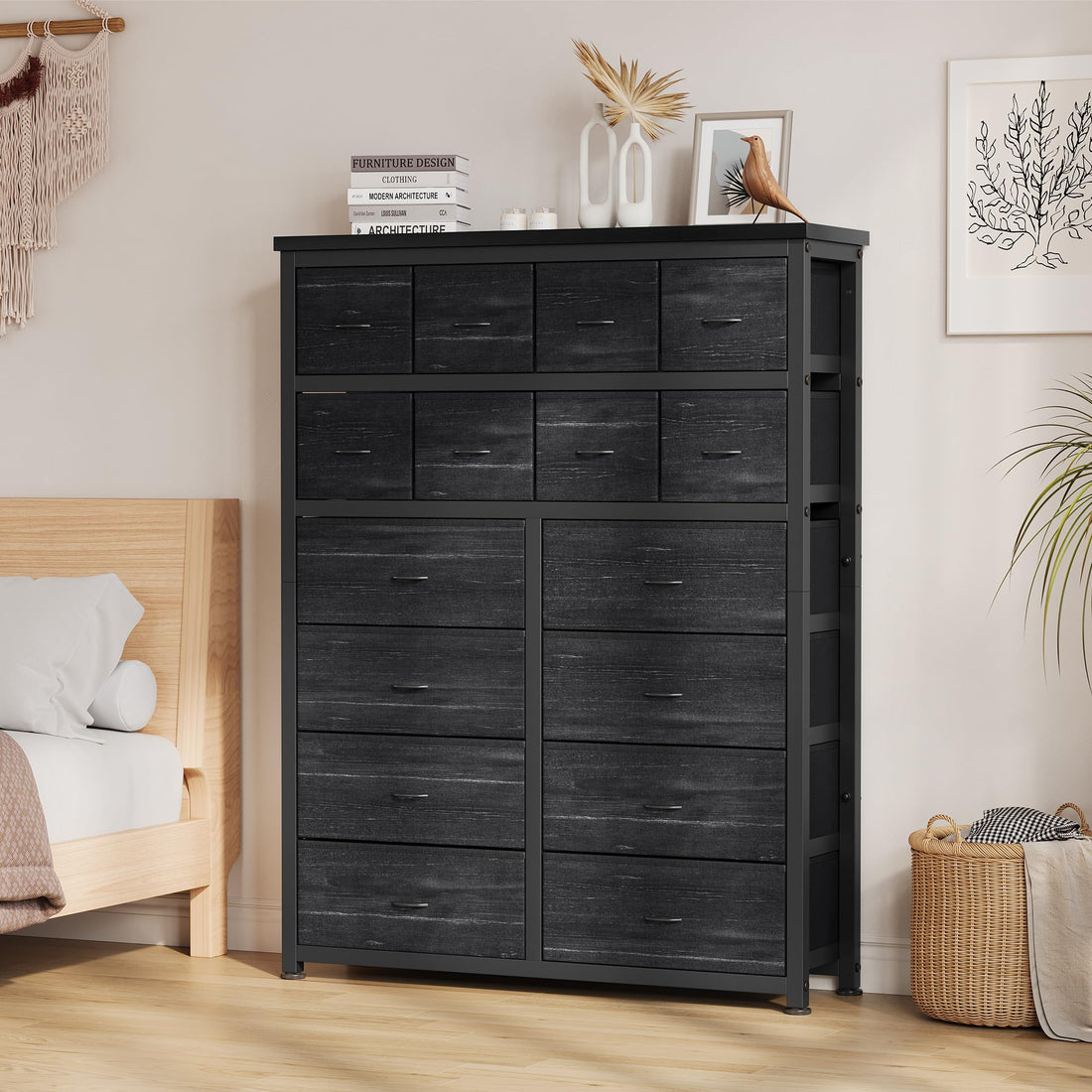 Garvee commode à 16 tiroirs en tissu, idéale pour la chambre, la cuisine, le bureau, l'entrée, le salon, le couloir ou la chambre d'enfant