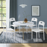 Ensemble de 4 chaises de salle à manger Garvee - Empilables, ergonomiques - Pieds en métal, plastique - Blanches - Pour la cuisine, le bureau et les espaces extérieurs - blanc