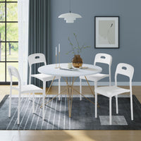 Ensemble de 4 chaises de salle à manger Garvee - Empilables, ergonomiques - Pieds en métal, plastique - Blanches - Pour la cuisine, le bureau et les espaces extérieurs