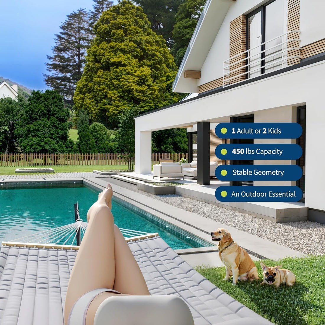 Hamac d'extérieur Garvee pour 2 personnes avec structure métallique pour jardin et balcon, large, en coton, supporte jusqu'à 204 kg, montage facile