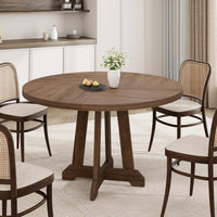 Garvee Table de salle à manger ronde pour 4 personnes, en bois, 119cm (119,4cm), piètement en croix robuste, pieds réglables, marron